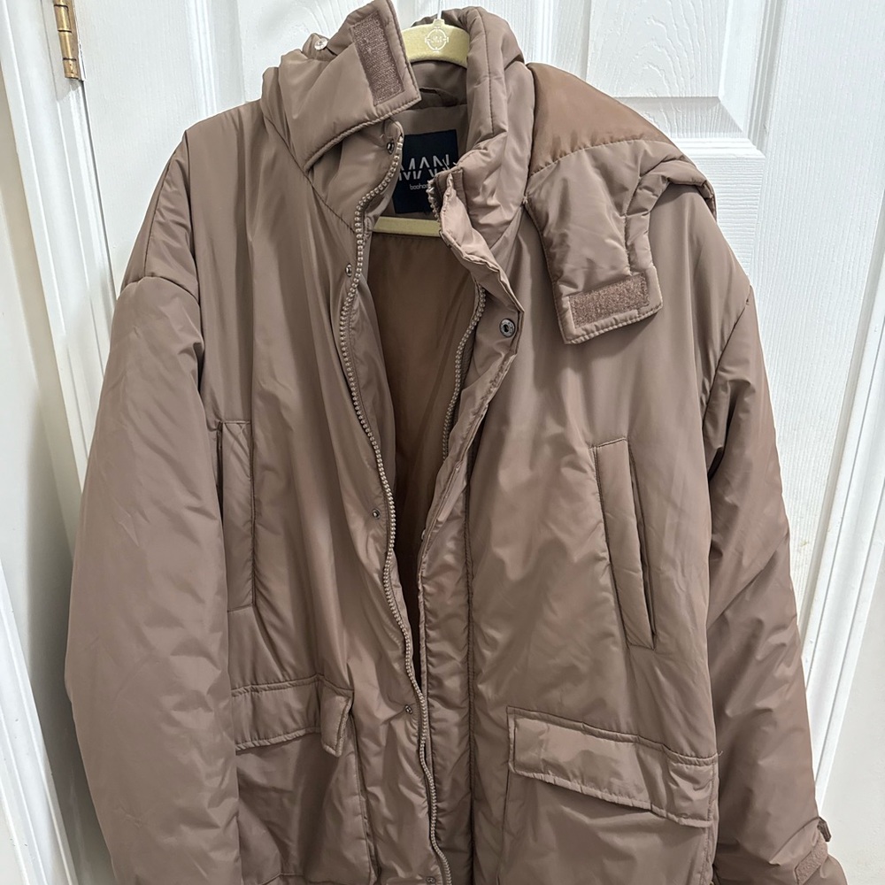 BoohooMAN Tan Puffer 2XL Tall Jacket.